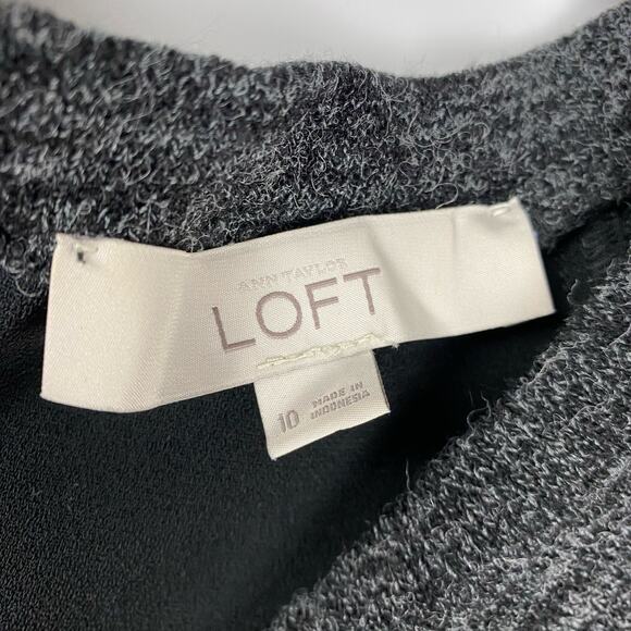 Loft Raglan Knit Shift Dress Black Space Dye Gray Womens Size 10 - Picture 6 of 11